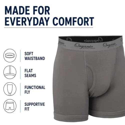 Organic Signatures Boxer Briefs 100% Organic Cotton Medium Black | Naturally Breathable Comfort thumbnail 3
