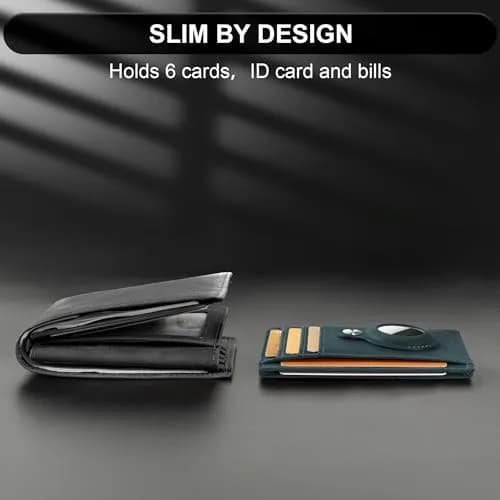 Hawanik Slim Minimalist Front Pocket Air Tag Wallet Thin Card Holder Wallet | RFID Protected, Genuine Leather, Compact for Men thumbnail 4