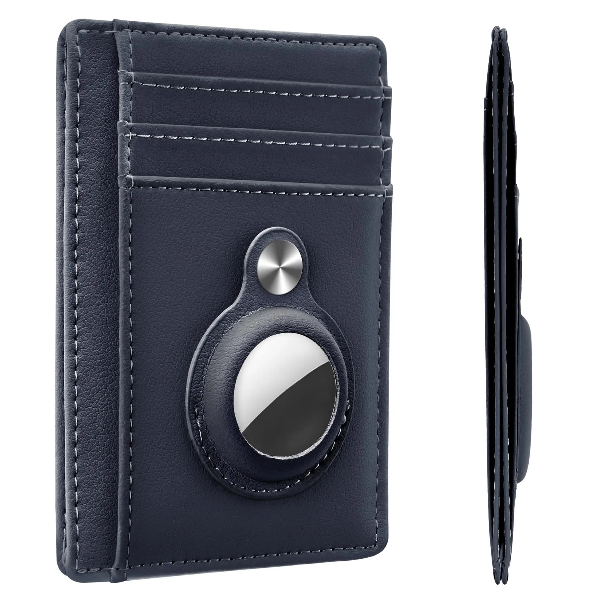Hawanik Slim Minimalist Front Pocket Air Tag Wallet Thin Card Holder Wallet — Navy Blue