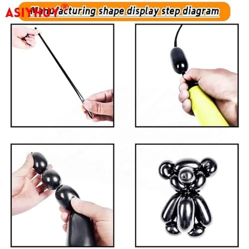 ASIYUHY 100 Pack Black Long Twisting Balloons 260cm (102in) | Durable Latex for Animal Shapes thumbnail 3