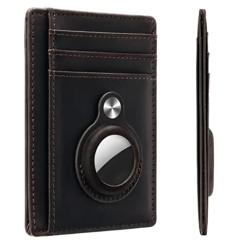 Hawanik Slim Minimalist Front Pocket Air Tag Wallet Thin Card Holder Wallet with RFID Blocking, Classic Coffee, 8 cm (3.15 in) thumbnail 1