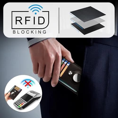 Hawanik Slim Minimalist Front Pocket Air Tag Wallet Thin Card Holder Wallet with RFID Blocking, Classic Coffee, 8 cm (3.15 in) thumbnail 4