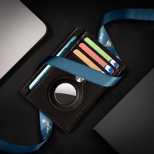 Hawanik Slim Minimalist Front Pocket Air Tag Wallet Thin Card Holder Wallet with RFID Blocking, Classic Coffee, 8 cm (3.15 in) thumbnail 9