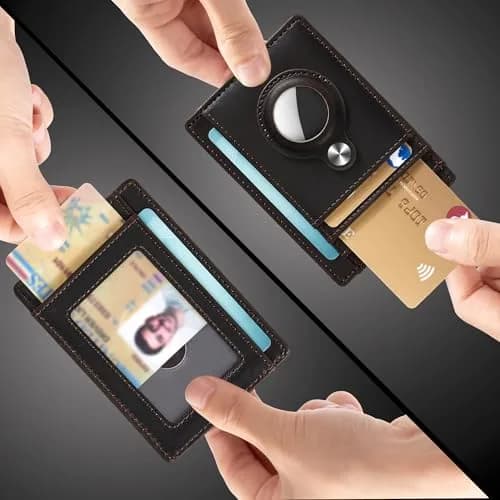 Hawanik Slim Minimalist Front Pocket Air Tag Wallet Thin Card Holder Wallet with RFID Blocking, Classic Coffee, 8 cm (3.15 in) thumbnail 2