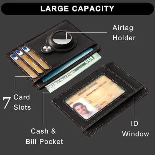 Hawanik Slim Minimalist Front Pocket Air Tag Wallet Thin Card Holder Wallet with RFID Blocking, Classic Coffee, 8 cm (3.15 in) thumbnail 3