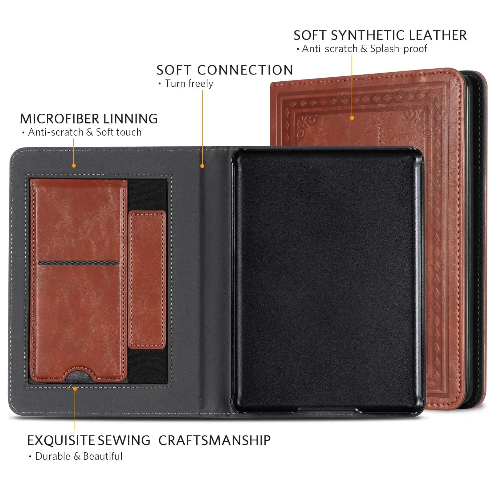 CoBak Case with Stand for Kindle Paperwhite 12th Gen 2024 Released (7") & Colorsoft Signature Edition | Vintage PU Leather Folio with Auto Sleep Wake thumbnail 3
