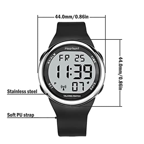 Hearkent Atomic Talking Watch Sets Itself for Visually Impaired or Seniors LCD Big Number Easy-to-Read Talking Watch for Elderly (Silver) | Self-Adjusting Atomic Time thumbnail 7