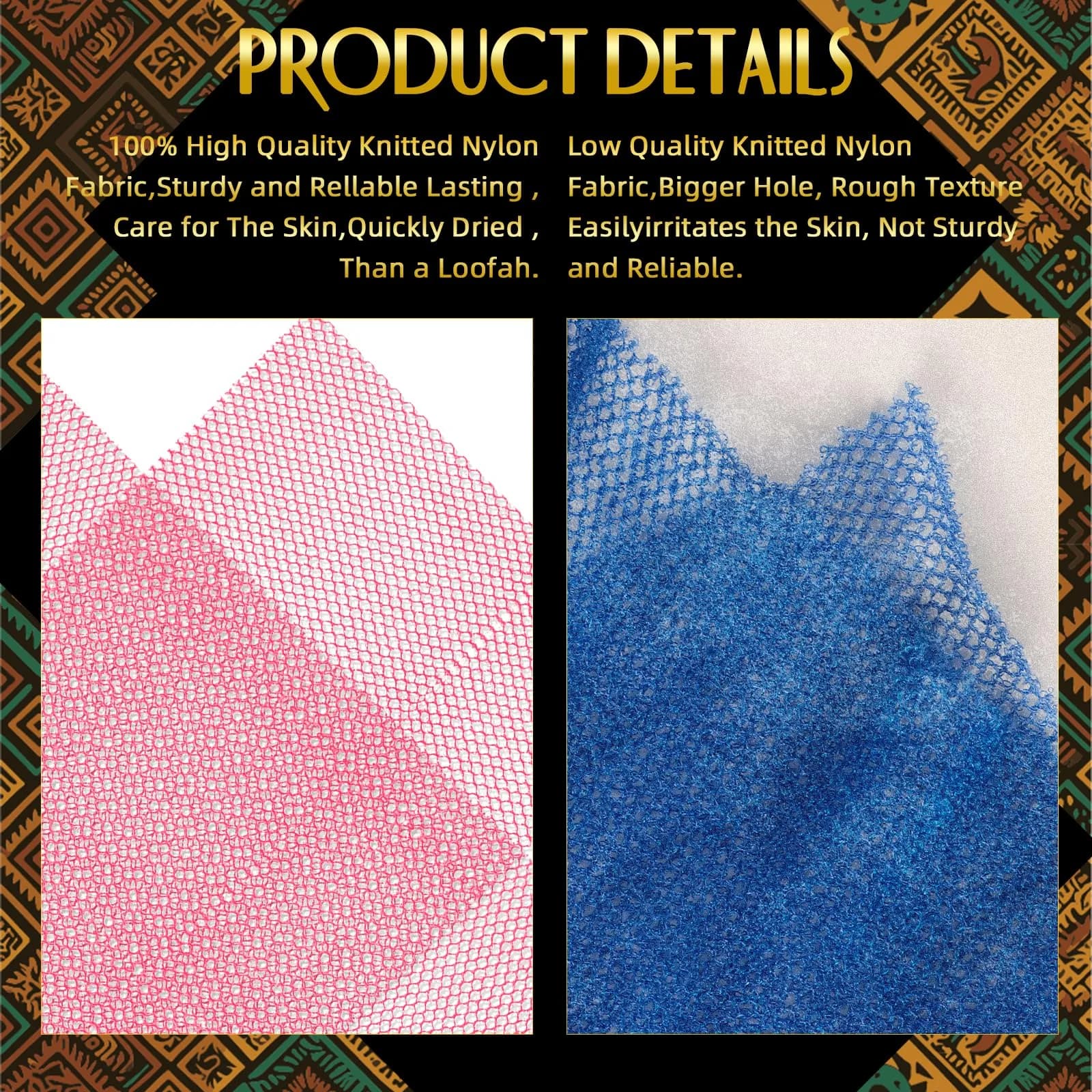 UJFQBH African Net Sponge 3 Pack - Pink, Yellow, Purple | Deep Cleansing & Gentle Exfoliation - view 4