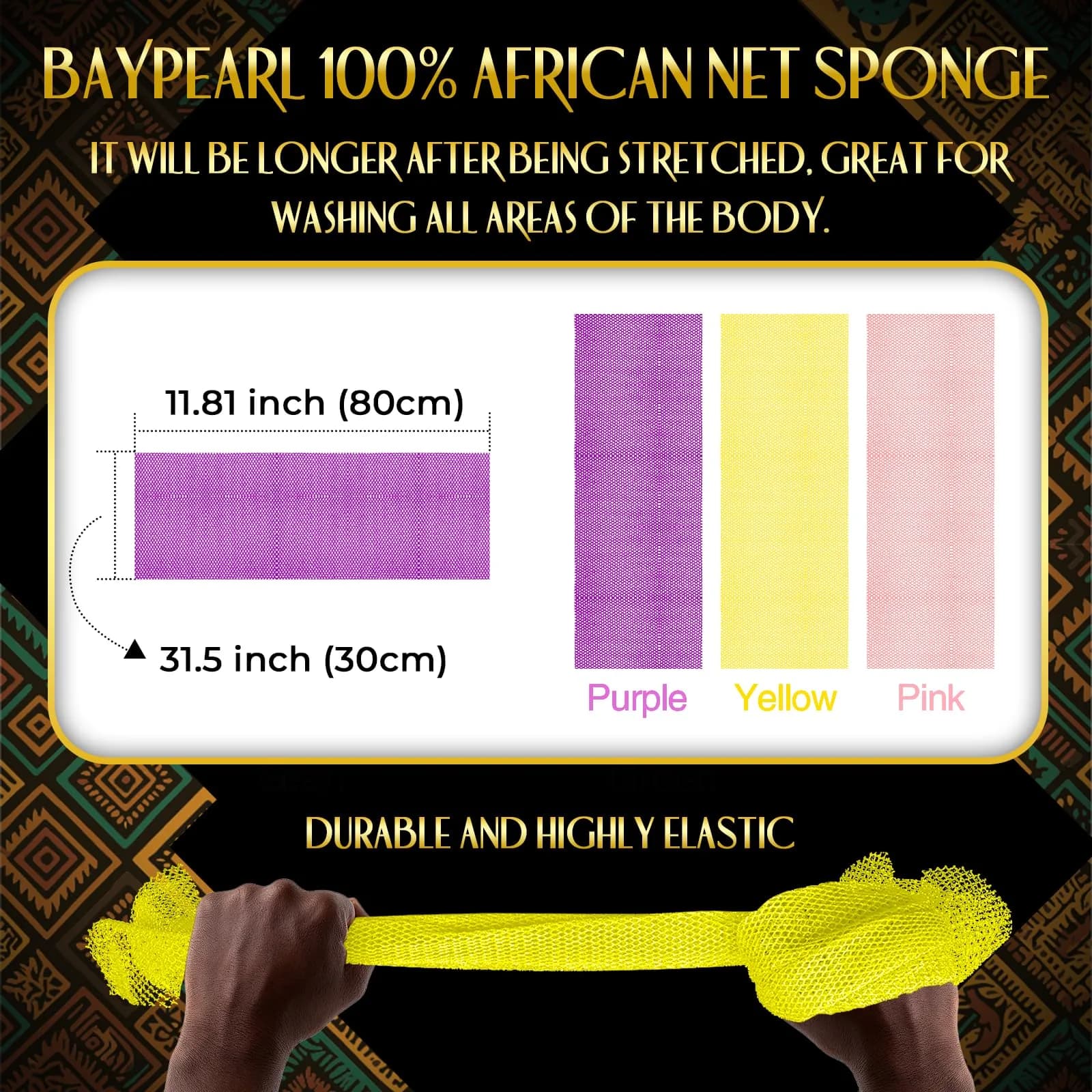 UJFQBH African Net Sponge 3 Pack - Pink, Yellow, Purple | Deep Cleansing & Gentle Exfoliation - view 3
