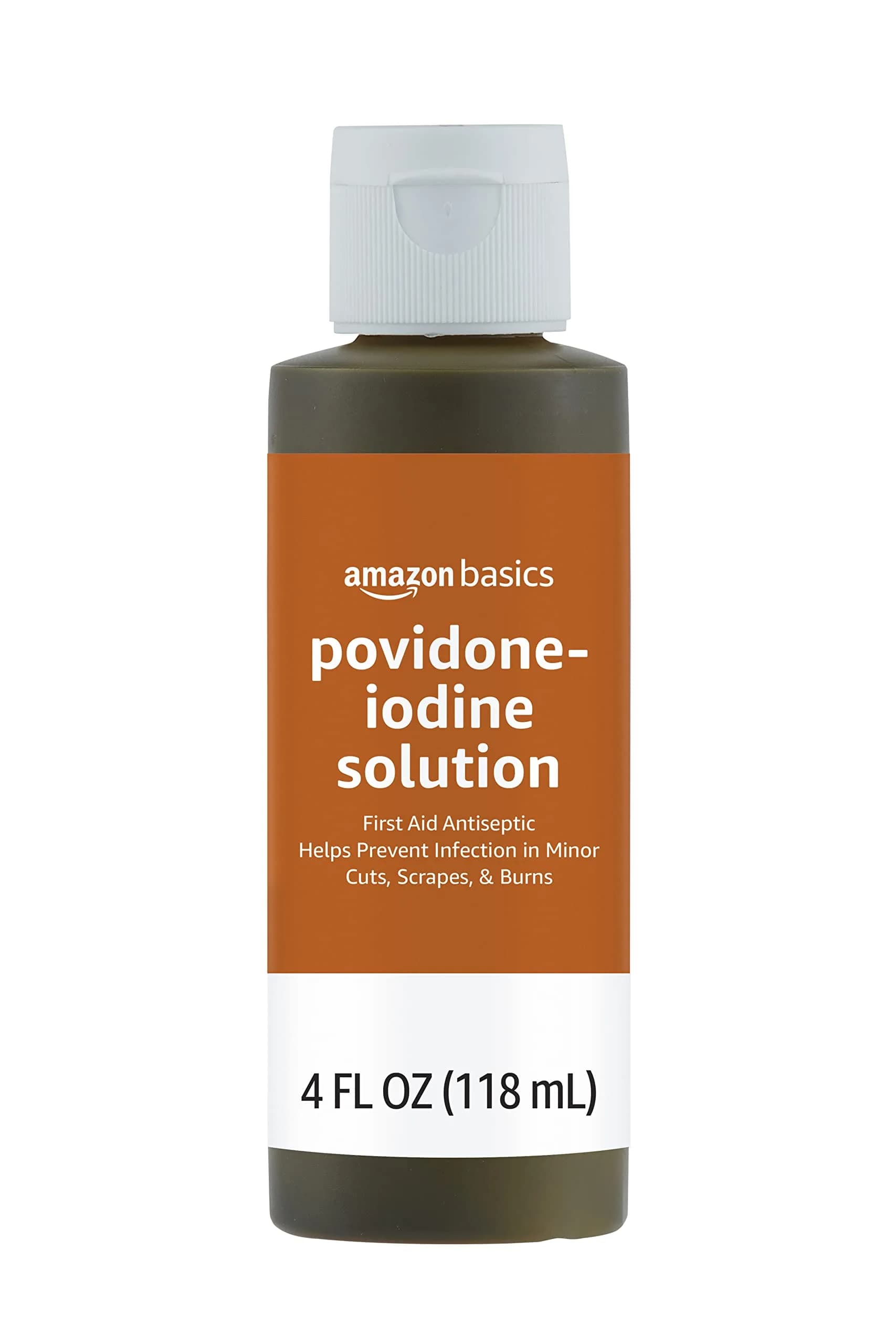 Amazon Basics First Aid Antiseptic Solution 118ml (4 fl oz) | 10% Povidone Iodine - main product image