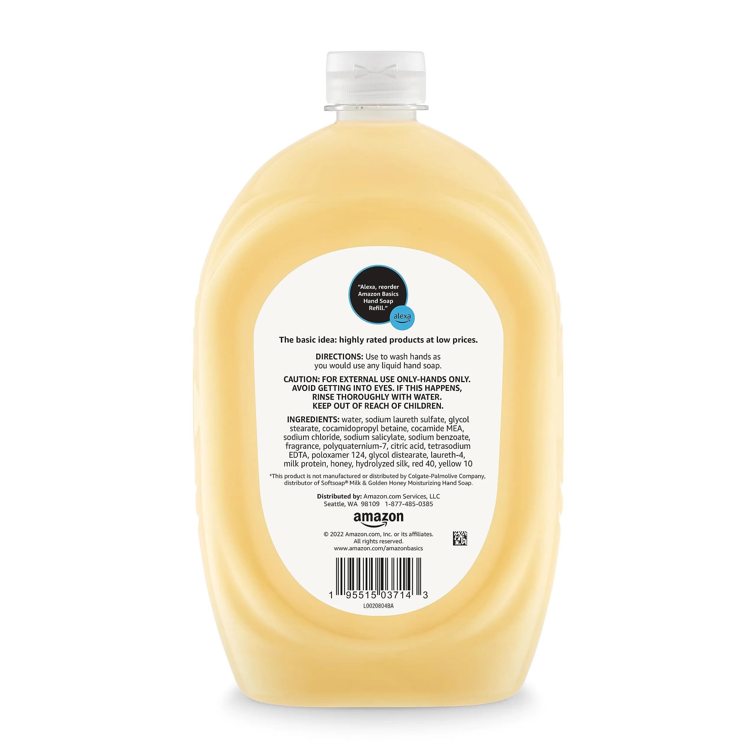 Amazon Basics Liquid Hand Soap Refill Milk & Honey Scent 1479ml (50 Fl Oz) | Gentle Moisturizing Formula - view 2