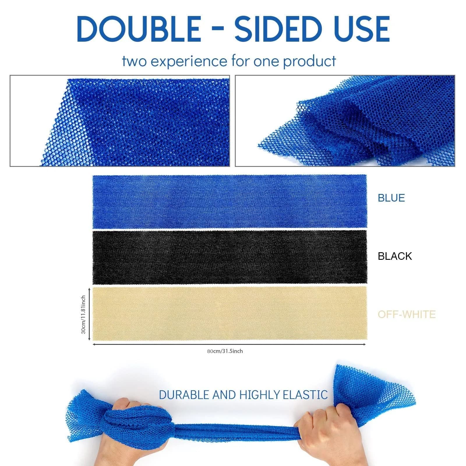 UJFQBH African Net Sponge 3 Pack (Blue, Black, Off-White) | Deep Cleansing & Gentle Exfoliation - view 4