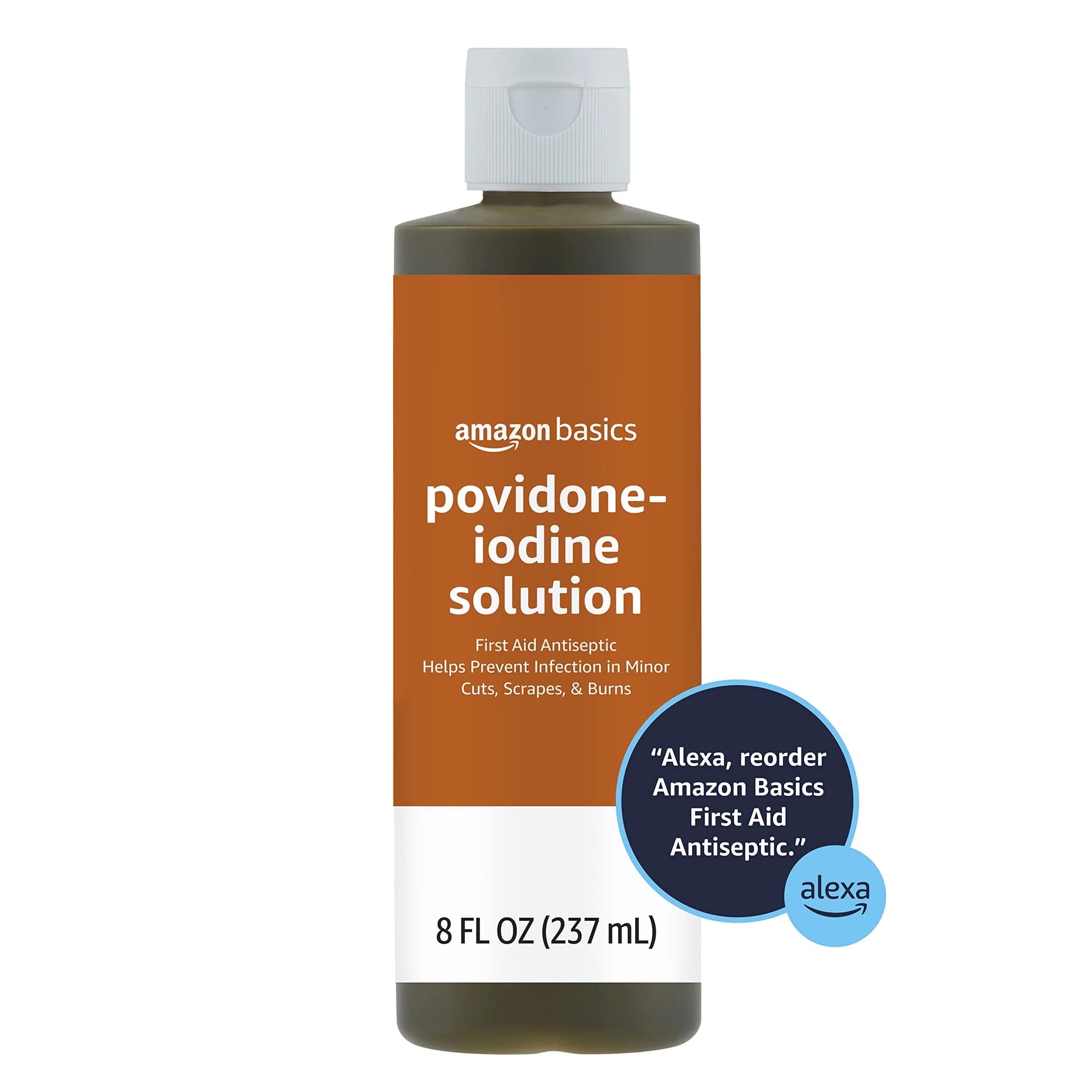 Amazon Basics First Aid Antiseptic Solution 237ml (8 fl oz) | Hospital-Grade Povidone Iodine for Wound Care - view 2