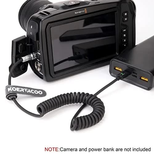 KOERTACOO USB-C PD to BMPCC 4K/6K Coiled Power Cable 42cm (16.5in) | Powers Camera from USB-C PD Source thumbnail 3