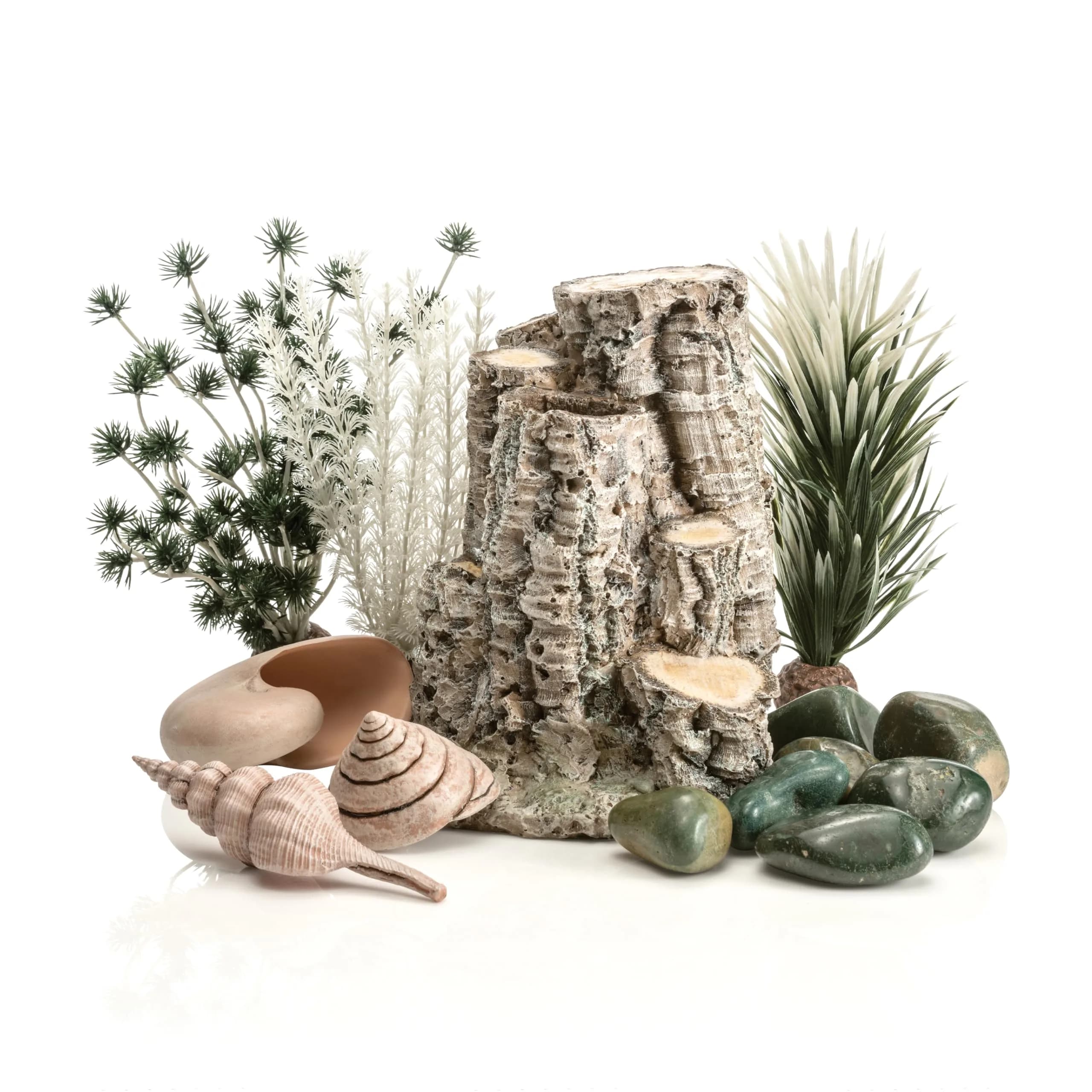 biOrb Forest Rhythm Décor Set, Silver/Green/Natural, 2.74 kg (6.04 lb) | Fish Friendly Aquarium Ornament — Silver
