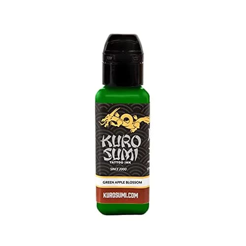 Kuro Sumi Green Apple Blossom Vegan Liquid Ink 0.75oz | Bright, Bold Japanese Tattoo Pigments thumbnail 1