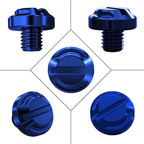 AVERZELLA Blue Motorcycle Mirror Hole Plugs M8x1.25 (4-Pack, Regular & Reverse Threads) thumbnail 3