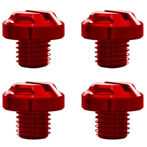 AVERZELLA Red M10 Motorcycle Mirror Hole Plugs 4pcs (2 Regular + 2 Reverse) | CNC Aluminum Anodized Finish thumbnail 1