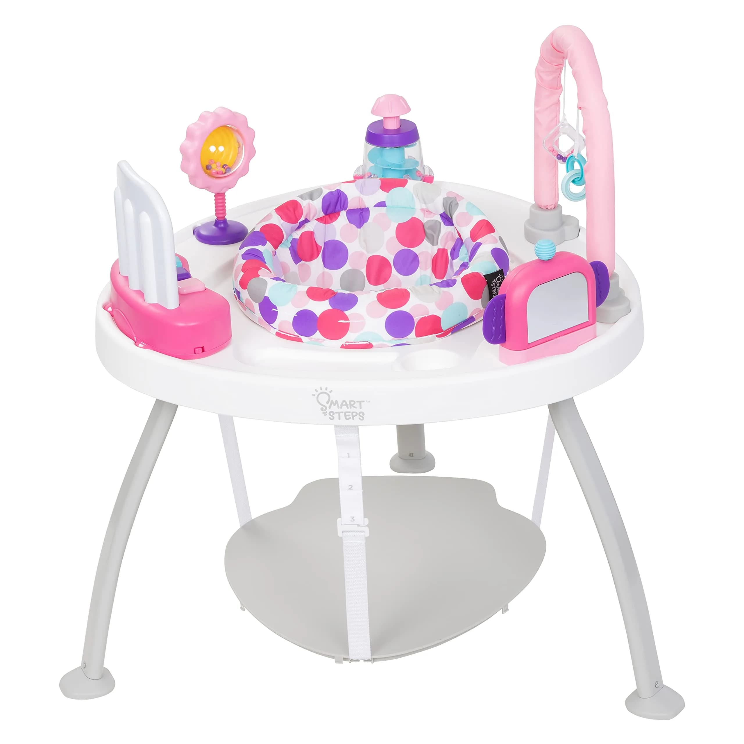 Smart Steps Bounce N’ Play 3-in-1 Activity Center, Woodland Walk | Converts to Flat Table, 360° Seat, Removable Toys — Princess Pink