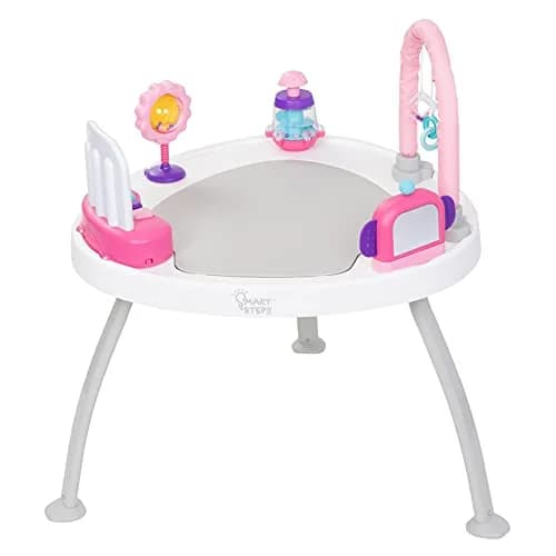 Smart Steps® 3-in-1 Bounce N' Play Activity Center Plus with STEM Learning Toys, Princess Pink | Converts from Activity Center to Flat Table, Supports Baby Development thumbnail 2