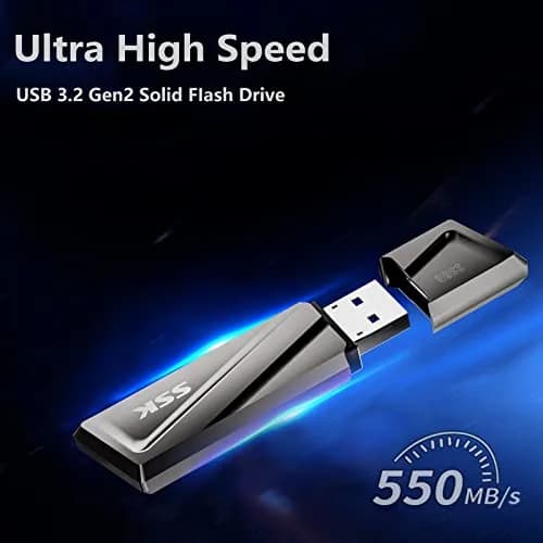 SSK 256GB USB Flash Drive up to 550MB/s USB 3.2 Gen2 Externel Thumb Drive | Fast Data Transfer & Durable Zinc Alloy thumbnail 4
