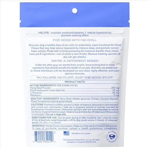 Native Pet Calming Chews for Dogs - Air-Dried Chicken Flavor, 60 Chews | Supports Calmness & Emotional Balance thumbnail 9