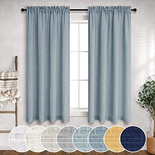 Mrs.Naturall Linen Textured Curtains 52"W x 54"L | Light Filtering Privacy (120 chars) thumbnail 1