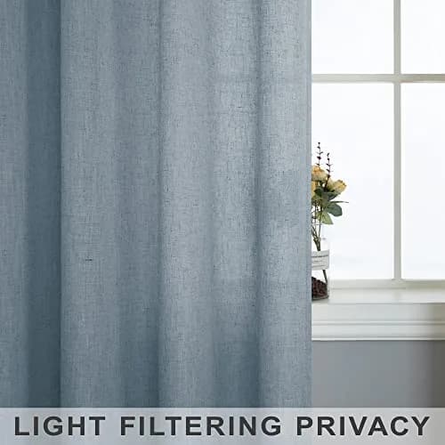 Mrs.Naturall Linen Textured Curtains 52"W x 54"L | Light Filtering Privacy (120 chars) thumbnail 5