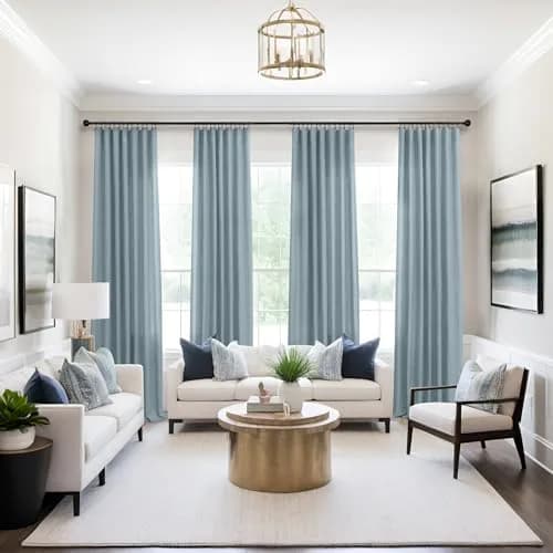 Mrs.Naturall Linen Textured Curtains 52"W x 54"L | Light Filtering Privacy (120 chars) thumbnail 2