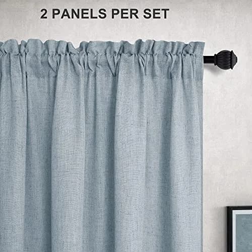 Mrs.Naturall Linen Textured Curtains 52"W x 54"L | Light Filtering Privacy (120 chars) thumbnail 3