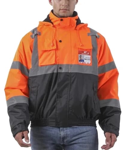 sesafety Reflective Jacket for Men, High Visibility Jackets, Waterproof Class 3 | Safety Bomber with Pockets & Zipper thumbnail 1