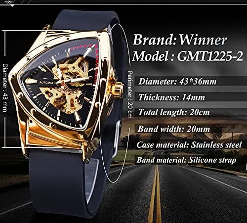 FORSINING Winner Transparent Man Mechanical Watch 43mm Skeleton Dial Triangle | Automatic Self-Winding thumbnail 6