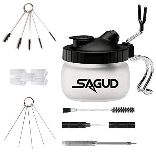 SAGUD 19 Piece Airbrush Cleaning Kit with Glass Pot & Tools | 10cm x 10cm x 10cm thumbnail 1