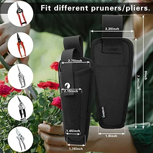 Homakover 2-Pocket Tool Pouch Holder for Pruning Shears & Folding Knife | Fits Tools Up to 8 Inches thumbnail 2