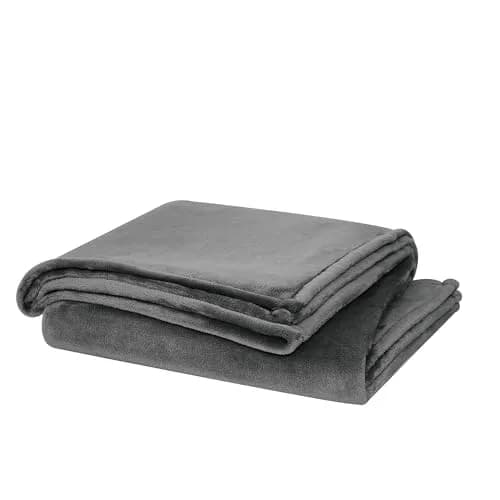 CANNON Solid Plush Grey Polyester Blanket King/California King | Ultra-Soft Microfiber Comfort thumbnail 2