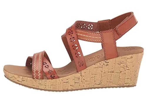 Skechers Women's Cali BEVERLEE - DELICATE GLOW, Luggage, 5.5 M | Stylish vegan wedge sandals with 2.25-inch heel thumbnail 4