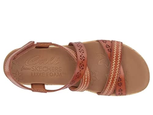 Skechers Women's Cali BEVERLEE - DELICATE GLOW, Luggage, 5.5 M | Stylish vegan wedge sandals with 2.25-inch heel thumbnail 2