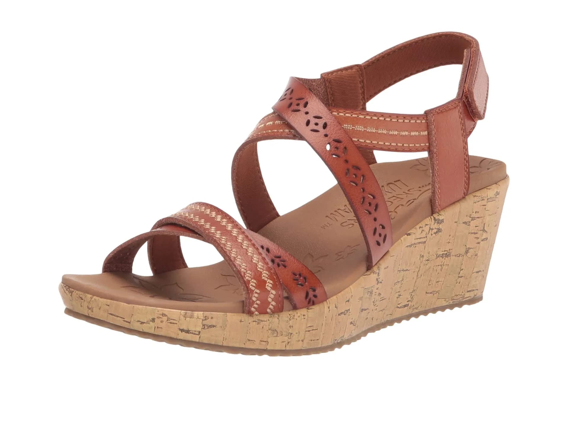 Skechers Women's Cali Beverlee Delicate Glow Wedge Sandals - Luggage, 2.25-inch Heel, 11 M (US) - main product image