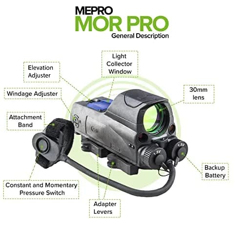 Meprolight MEPRO MOR Multi-Purpose Reflex Electro Optic Red Dot 2.2 MOA Bullseye | All-Weather, Day/Night Operation thumbnail 5
