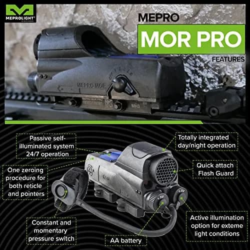 Meprolight MEPRO MOR Multi-Purpose Reflex Electro Optic Red Dot 2.2 MOA Bullseye | All-Weather, Day/Night Operation thumbnail 6