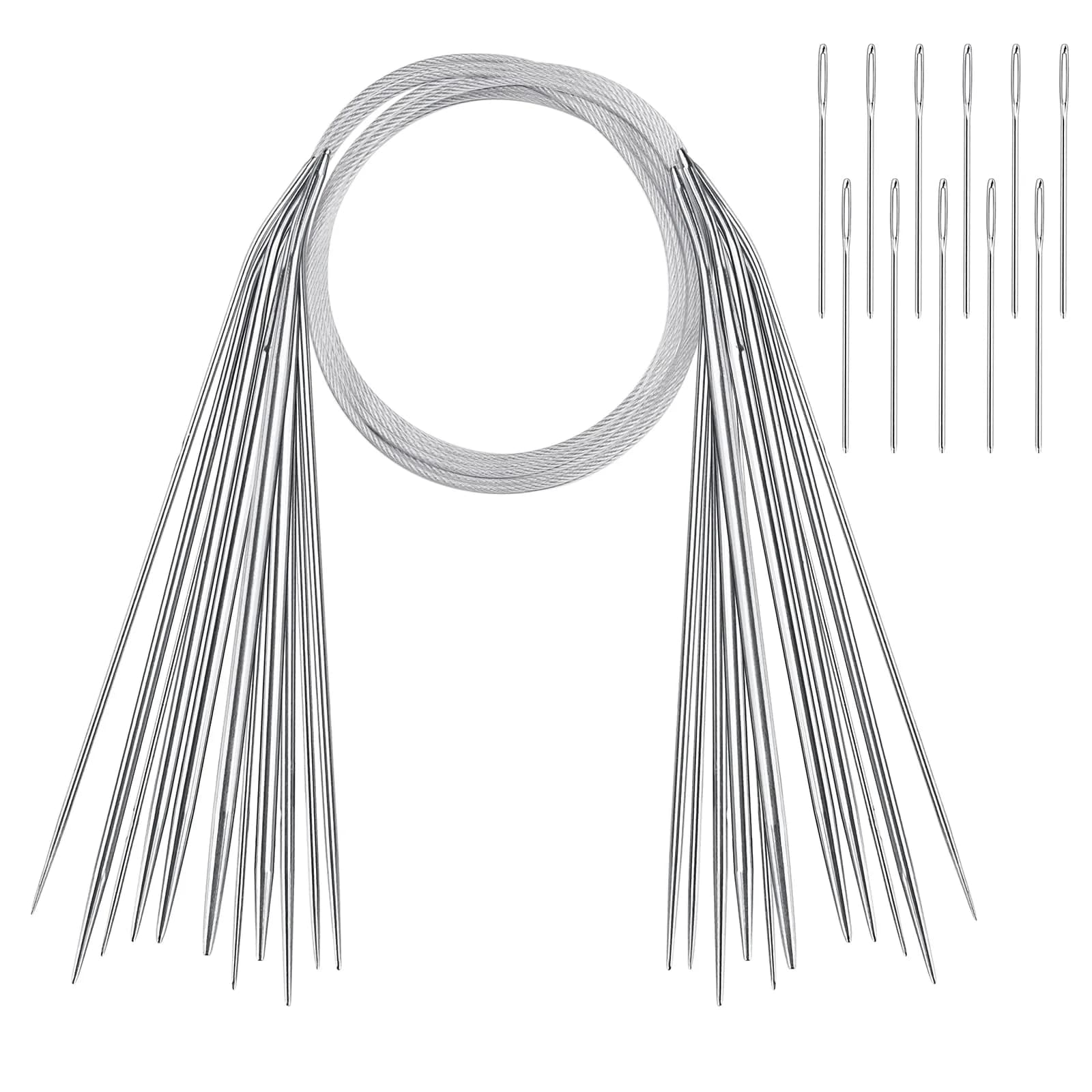 Coowayze Circular Knitting Needles Set, Stainless Steel 32 Inch (80 cm) | 11 Sizes 1.5-5mm Magic Loop - main product image