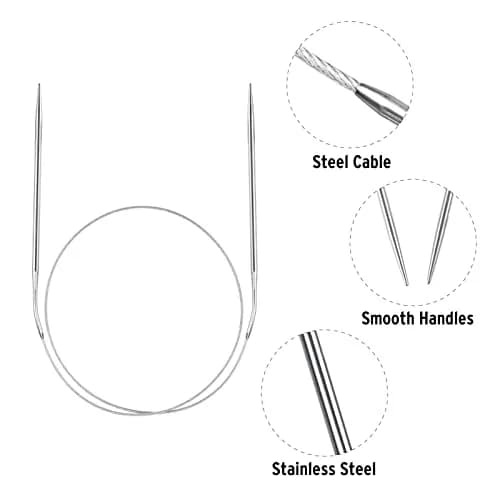Coowayze Circular Knitting Needles Set, Stainless Steel 32 Inch (80 cm) | 11 Sizes 1.5-5mm Magic Loop thumbnail 4