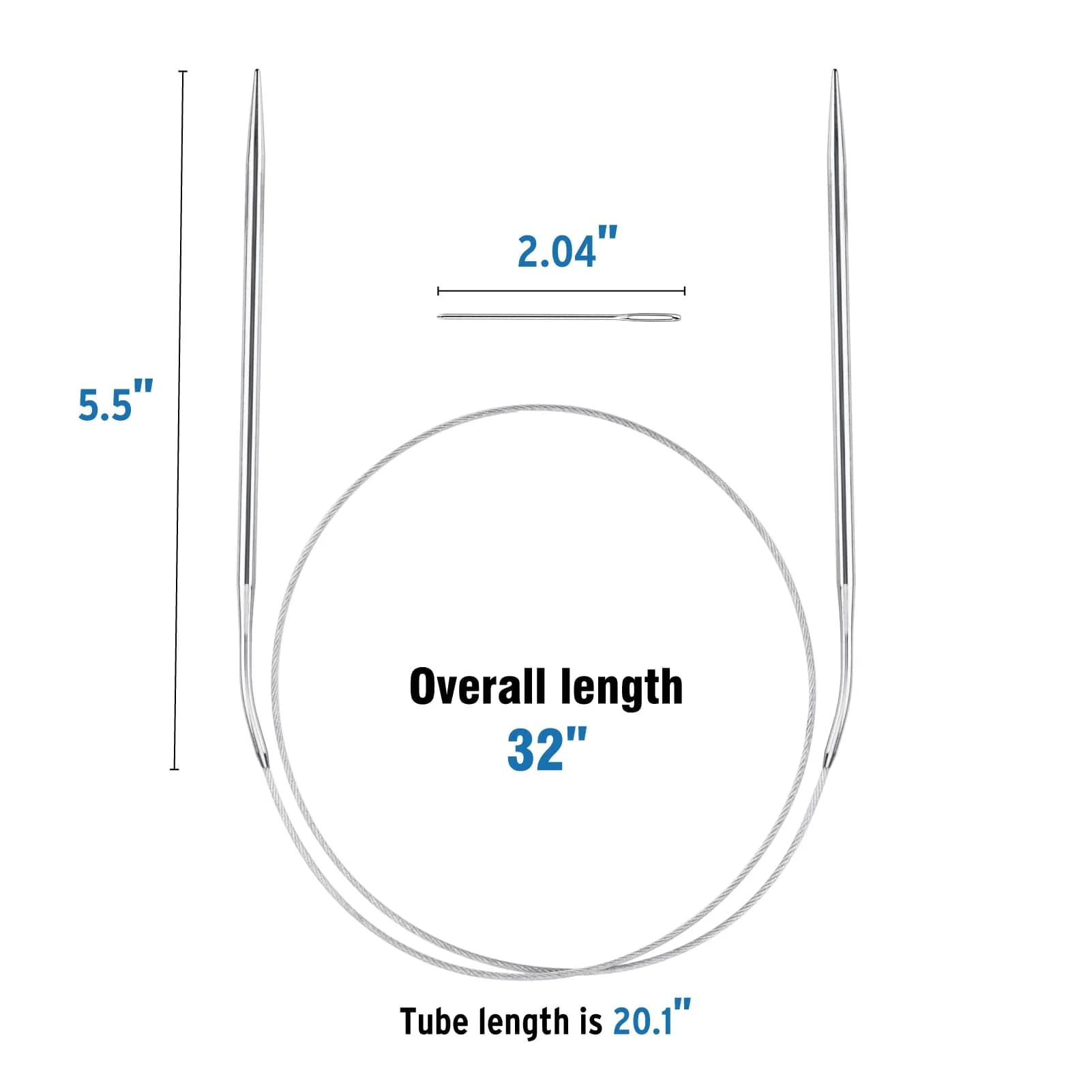 Coowayze Circular Knitting Needles Set, Stainless Steel 32 Inch (80 cm) | 11 Sizes 1.5-5mm Magic Loop - view 2