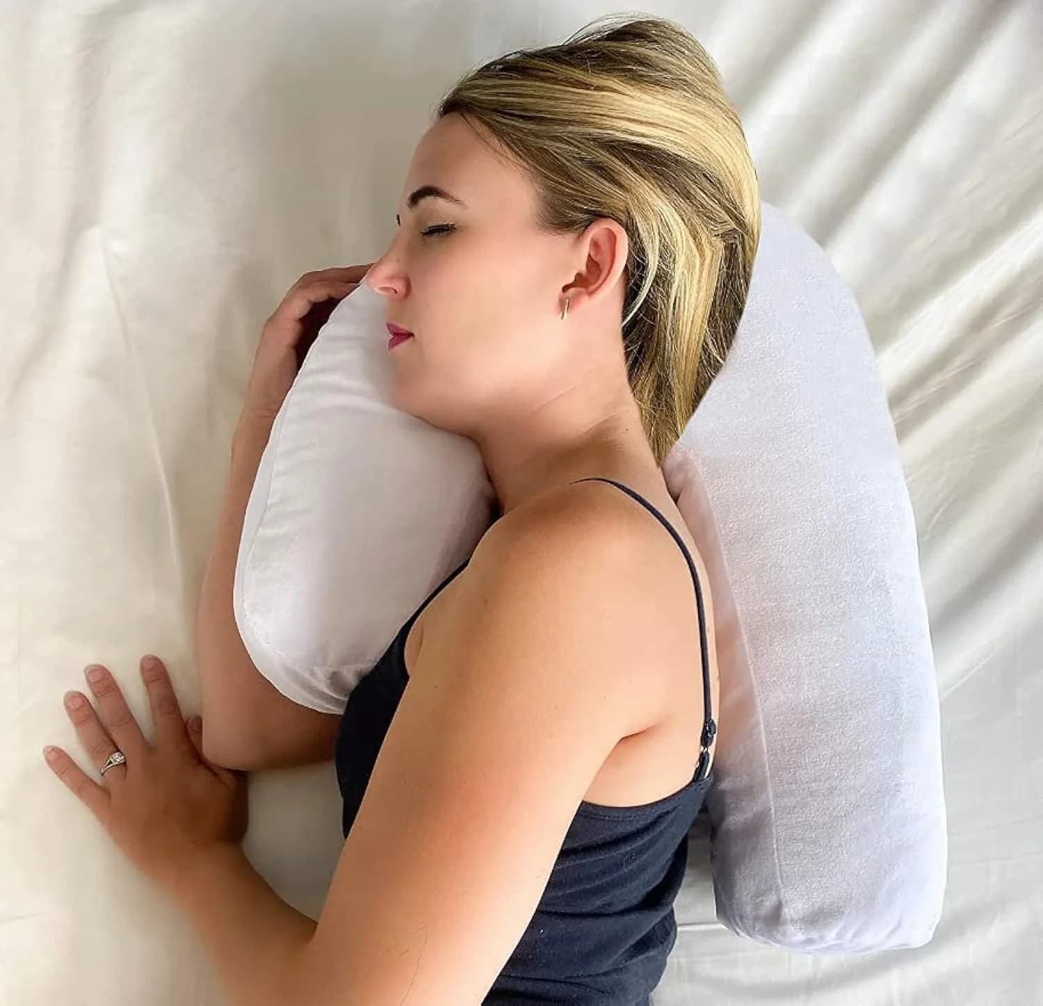 MISTIC COOL Side Sleeper Pillow with Ear Hole | Neck & Spine Support for Adults — Velvet Pillowcase