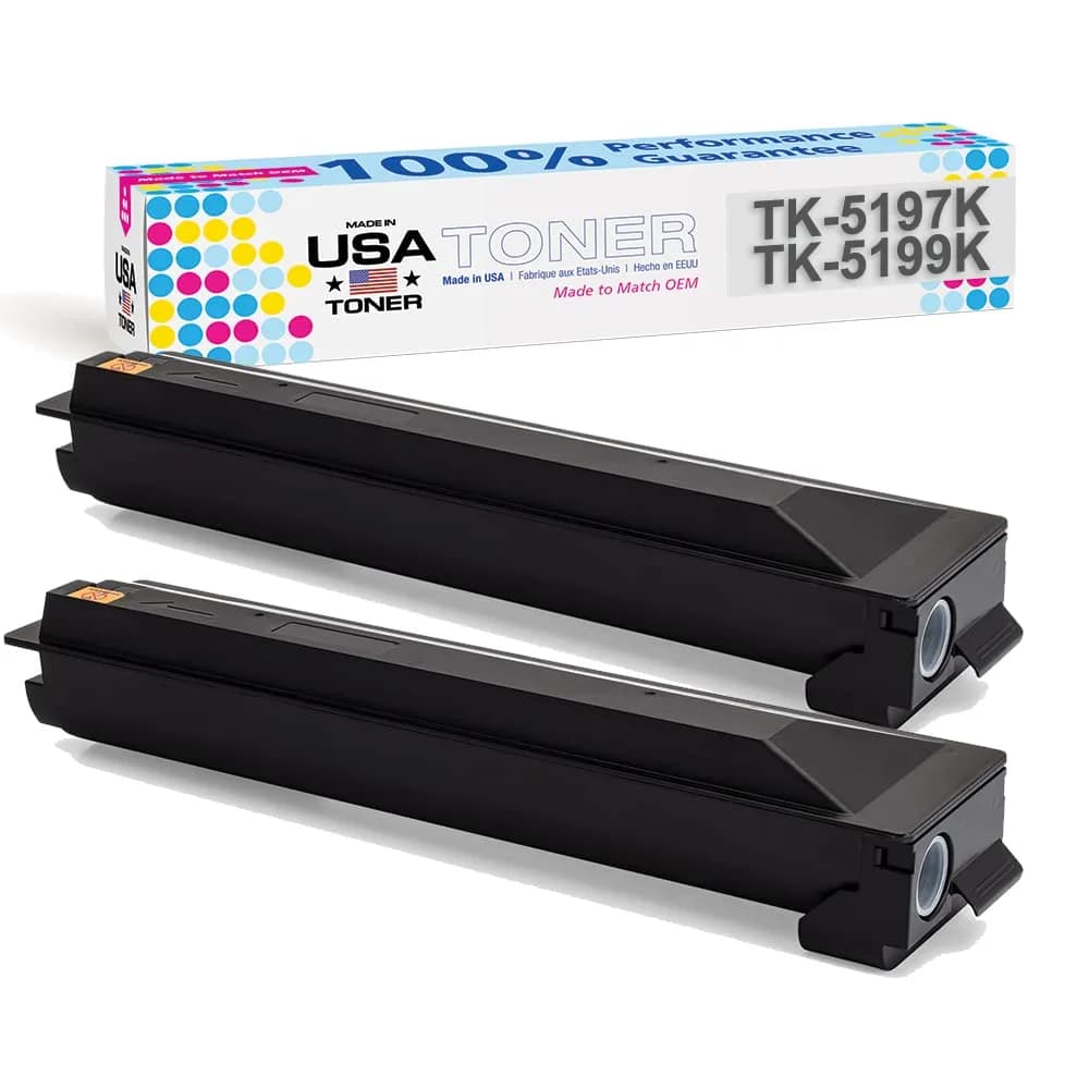 MADE IN USA TONER Compatible Replacement for Kyocera TK-5197K TK-5199K 2 Pack | High Page Yield & Reliable Performance — Black 2 pk