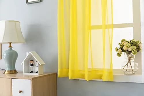 WPM 6 Piece Rainbow Sheer Window Panel Set | Bright Colorful Curtains for Playroom & Nursery (60"W x 45"L) thumbnail 5