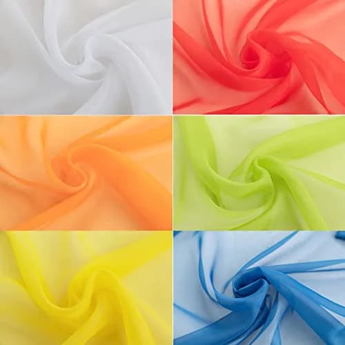 WPM 6 Piece Rainbow Sheer Window Panel Set | Bright Colorful Curtains for Playroom & Nursery (60"W x 45"L) thumbnail 3