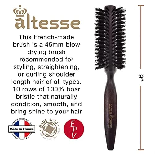Altesse 1210P Boar Bristle Round Brush 45mm | Handmade French Styling Tool for Women & Men thumbnail 2