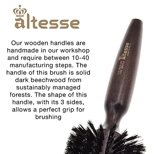 Altesse 2418P Boar Bristle Round Brush 70mm | Handmade French Styling Tool for Long Hair thumbnail 4