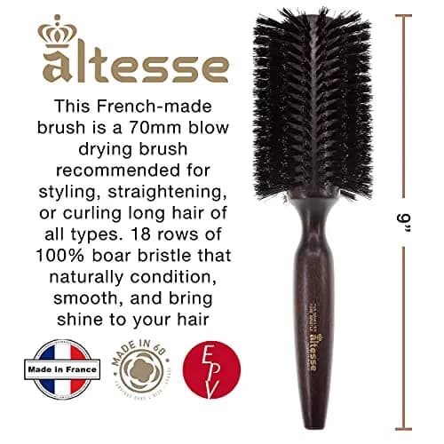 Altesse 2418P Boar Bristle Round Brush 70mm | Handmade French Styling Tool for Long Hair thumbnail 2